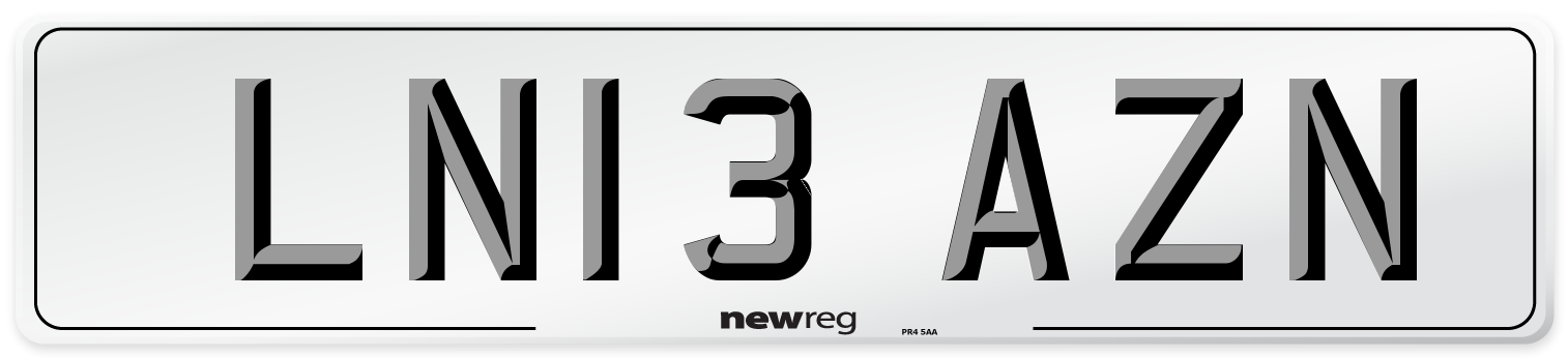 LN13 AZN Number Plate from New Reg